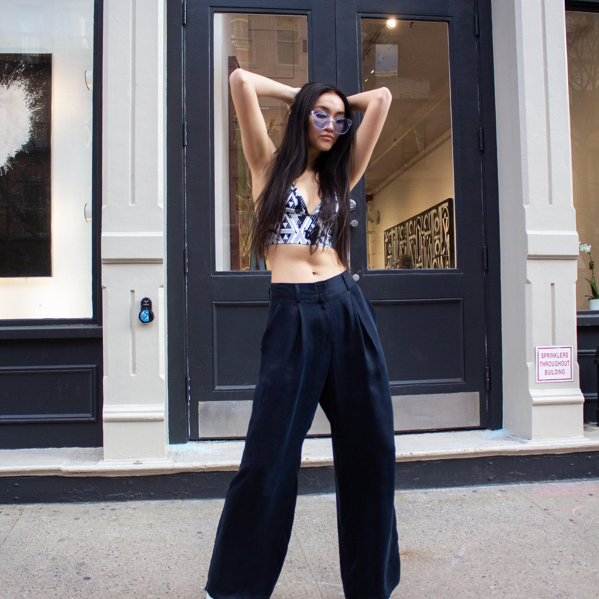 Remi Navy Wide-Leg Pants